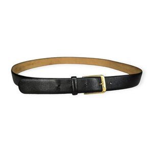 Pierre Cardin Black Leather Belt with Brass Buckle Size 40